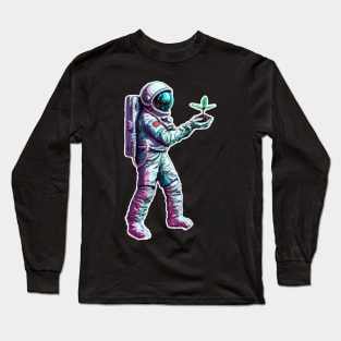 Astronaut Holding Earth Artwork Long Sleeve T-Shirt